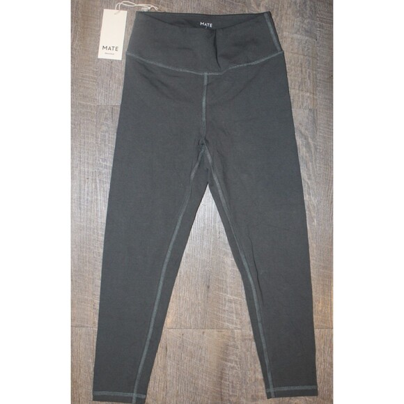 MATE THE LABEL ORGANIC COTTON MIDI LEGGINGS FOREST GREEN NWT NWOT - Picture 2 of 9